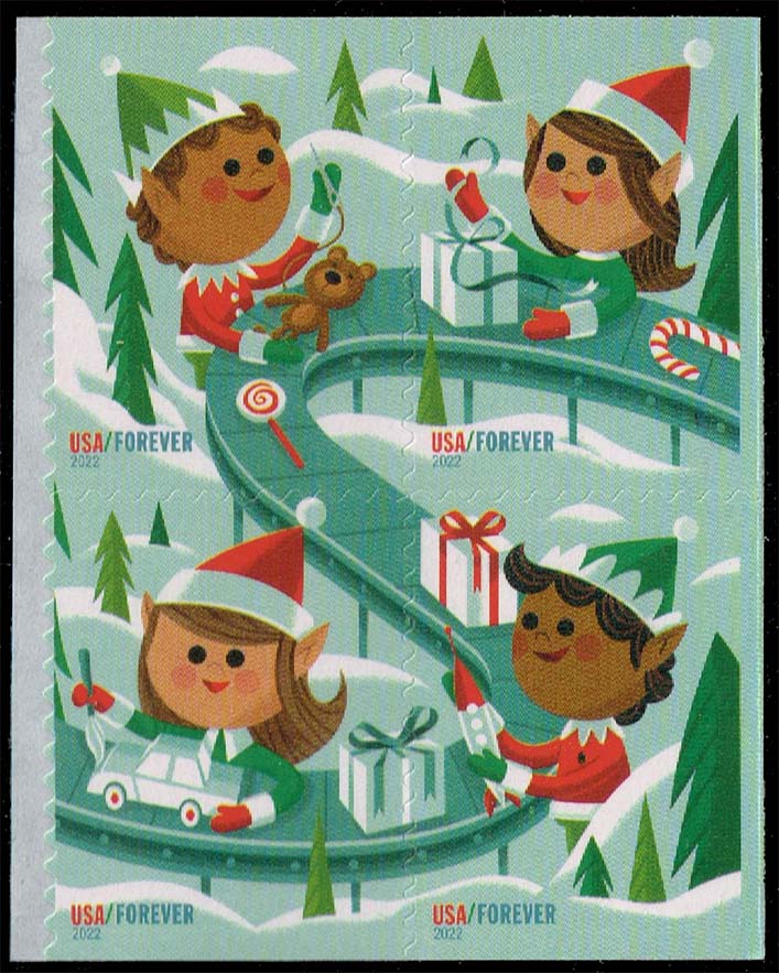 US #5725a Holiday Elves Block of 4; MNH