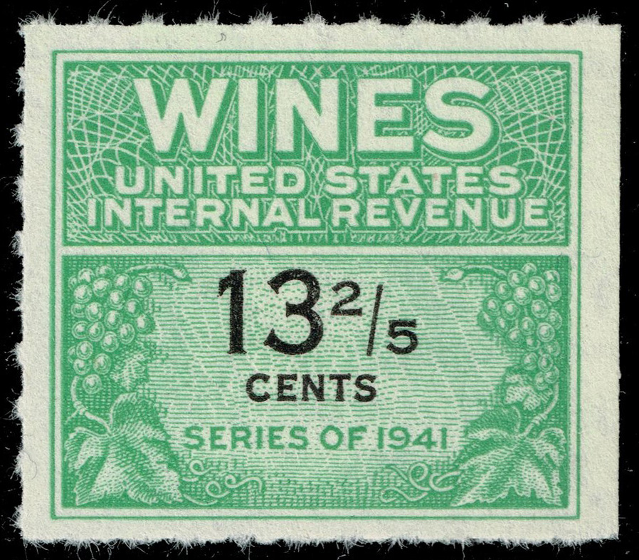 US #RE185 Wine Stamp; Unused NGAI