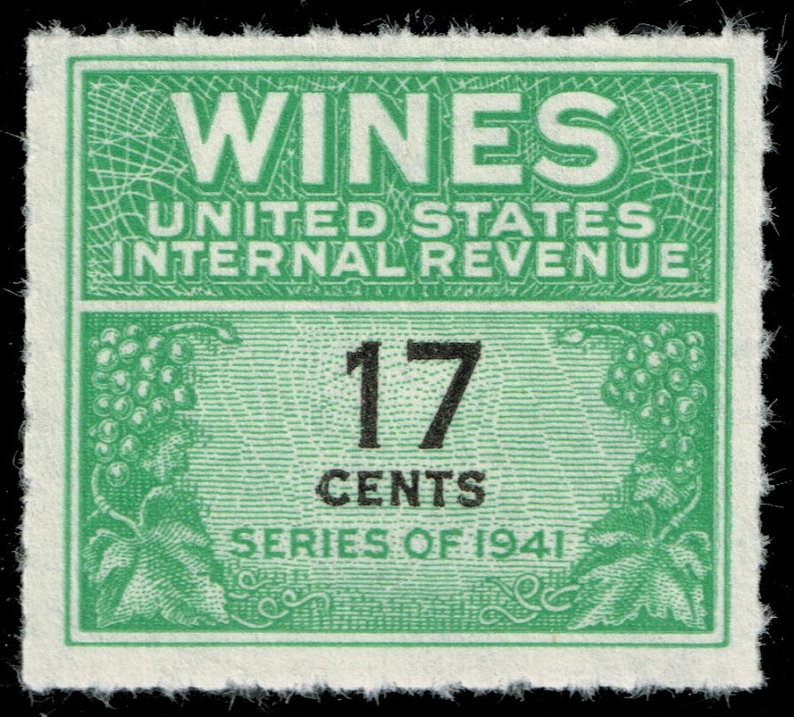 US #RE186 Wine Stamp; Unused NGAI