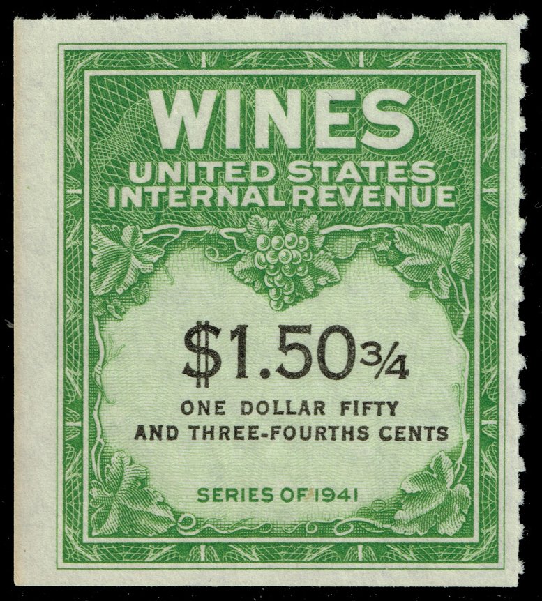 US #RE195 Wine Stamp; Unused NGAI