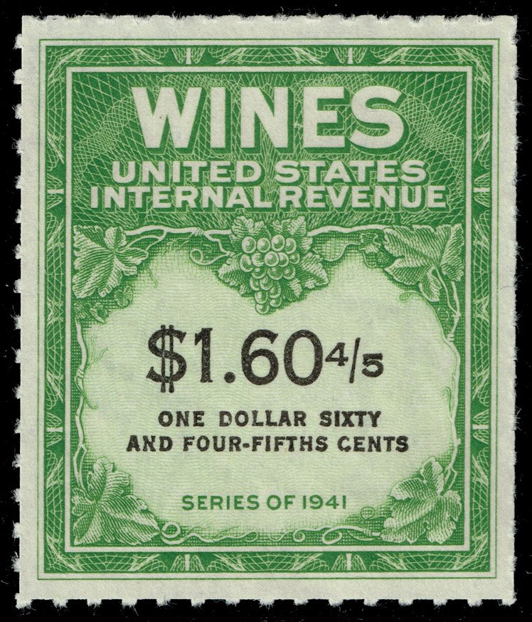US #RE196 Wine Stamp; Unused NGAI