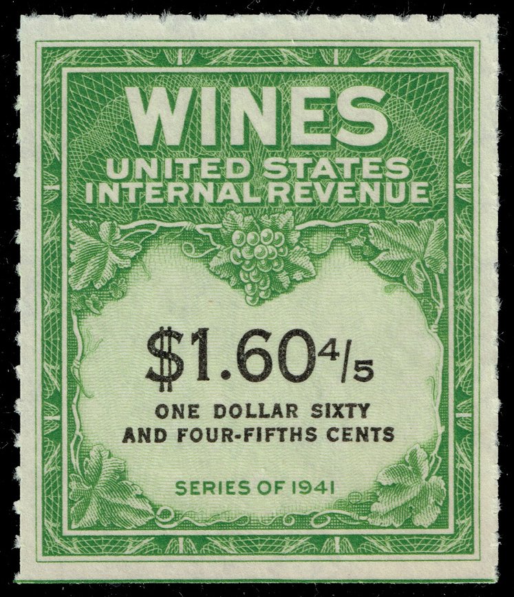 US #RE196 Wine Stamp; Unused NGAI