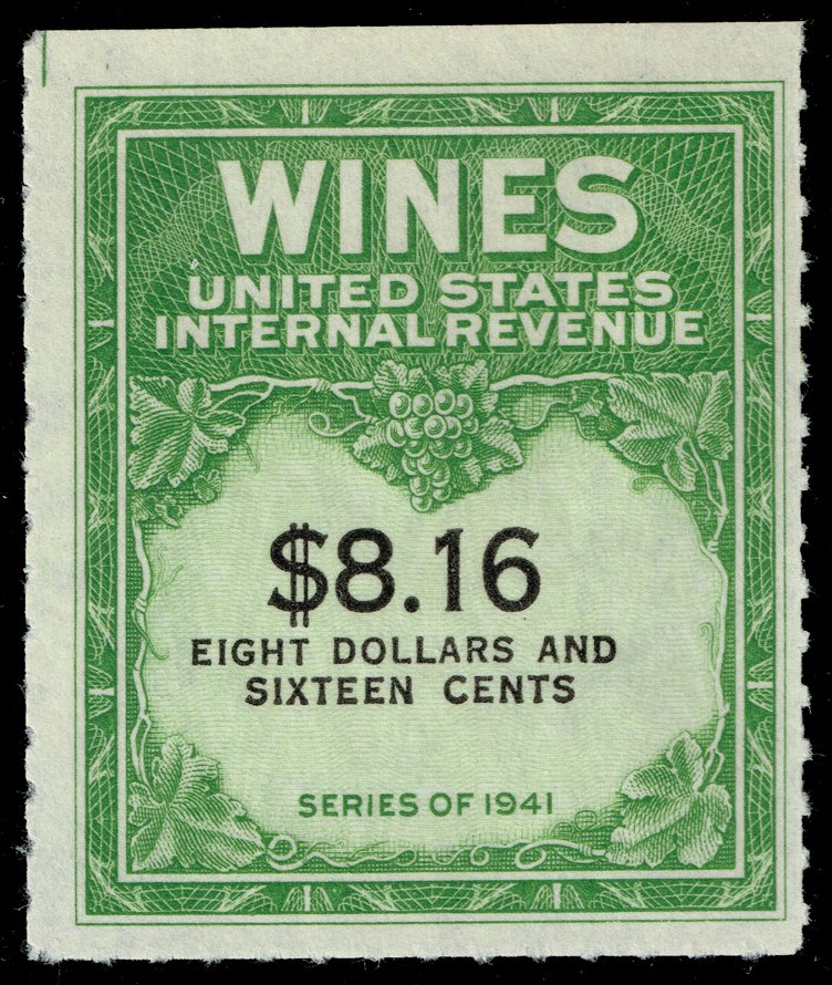 US #RE203 Wine Stamp; Unused NGAI