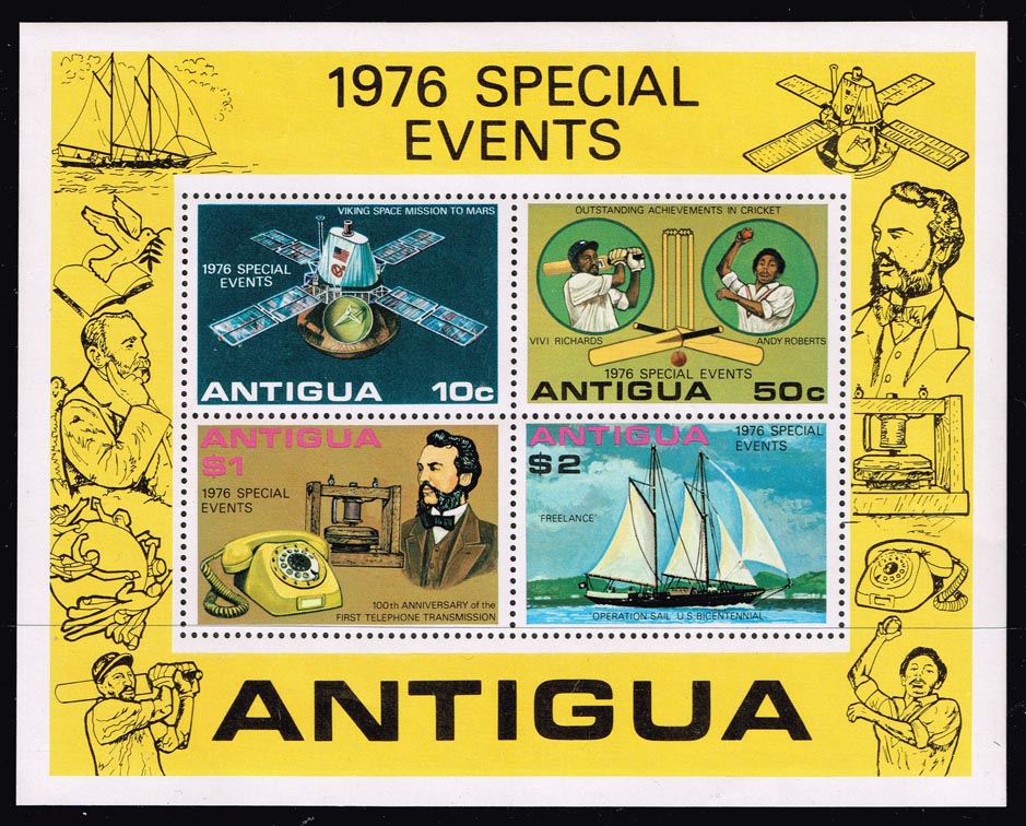 Antigua #458a 1976 Events Souvenir Sheet of 4; MNH