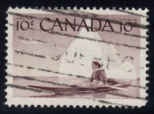Canada #351 Eskimo and Kayak; Used - Click Image to Close