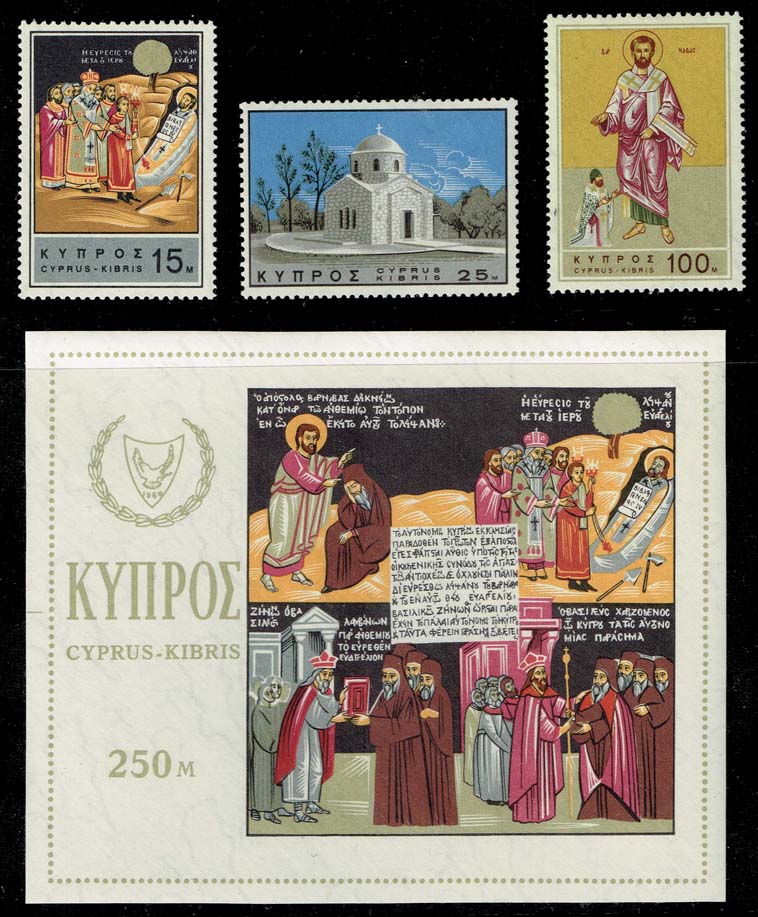 Cyprus #269-272 St. Barnabas Set of 3 + SS; MNH - Click Image to Close