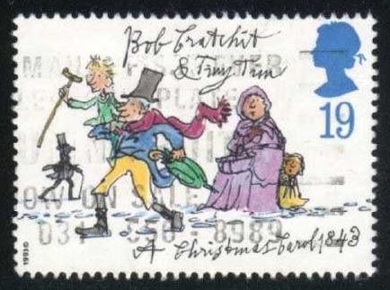 Great Britain #1528 Tiny Tim and Bob Cratchit; Used - Click Image to Close
