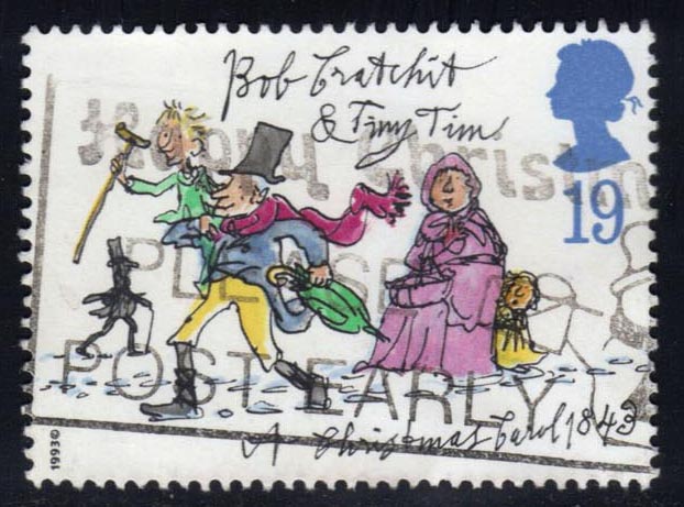 Great Britain #1528 Tiny Tim and Bob Cratchit; Used - Click Image to Close