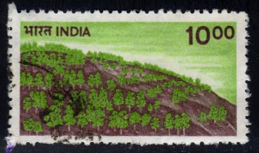 India #900b Trees on Hillside; Used - Click Image to Close