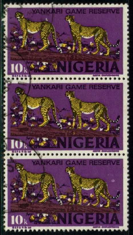 Nigeria #297b Leopards; Used Strip of 3 - Click Image to Close