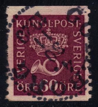 Sweden #148 Crown and Post Horn; Used - Click Image to Close