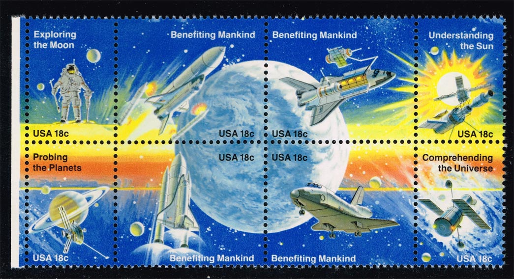 US #1919a Space Achievement Block of 8; MNH - Click Image to Close