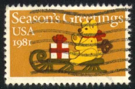 US #1940 Felt Bear Christmas; Used