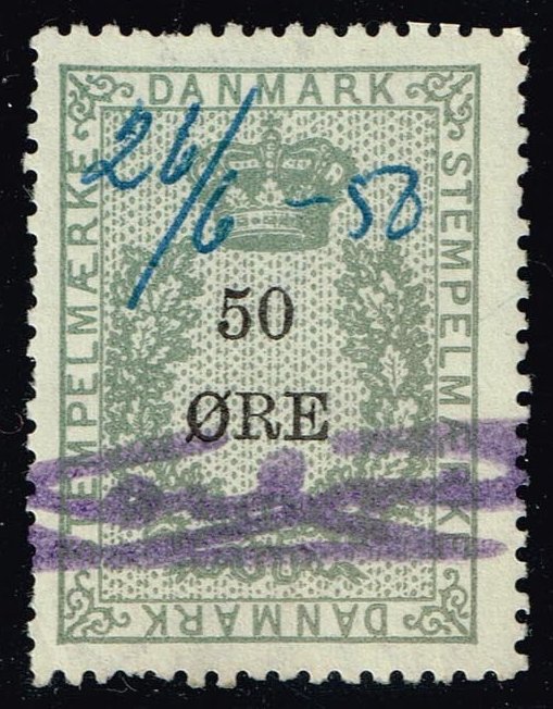 Denmark 50o Revenue Stamp - Click Image to Close