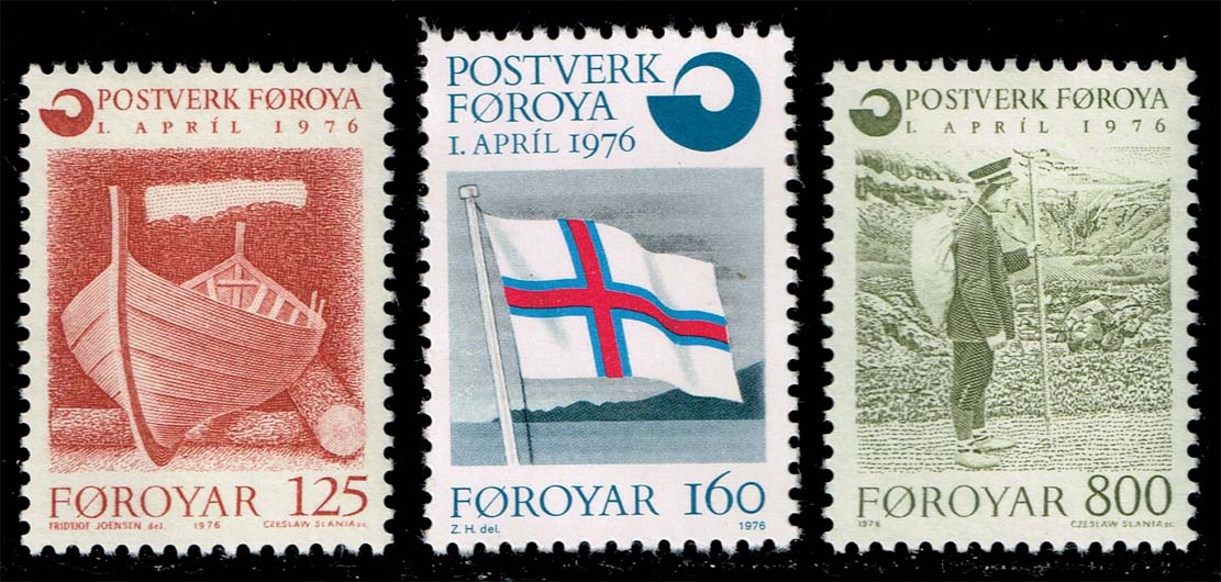Faroe Islands #21-23 Postal Service Set of 3; MNH