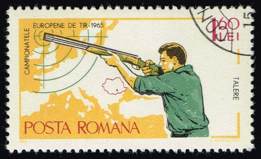 Romania #1752 Small-bore Rifle and Map; CTO - Click Image to Close