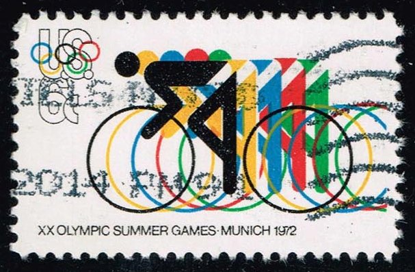 US #1460 Bicycling and Olympic Rings; Used - Click Image to Close