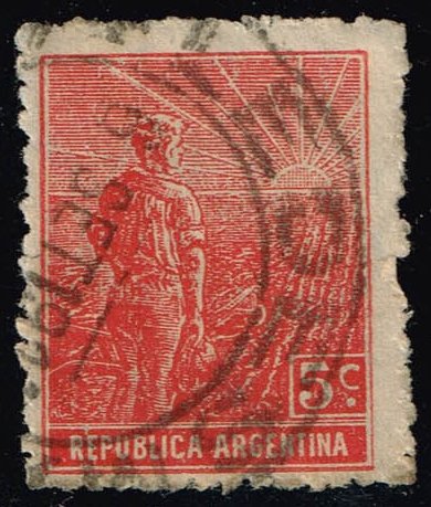 Argentina #194 Farmer and Rising Sun; Used - Click Image to Close