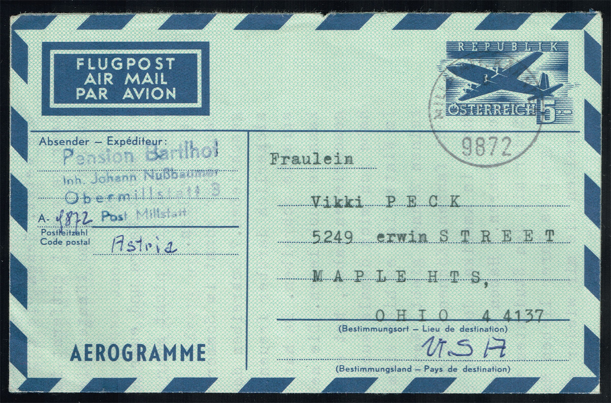 Austria Mi #LF13I Aerogramme; Used (Mi CV 5 Euro) - Click Image to Close