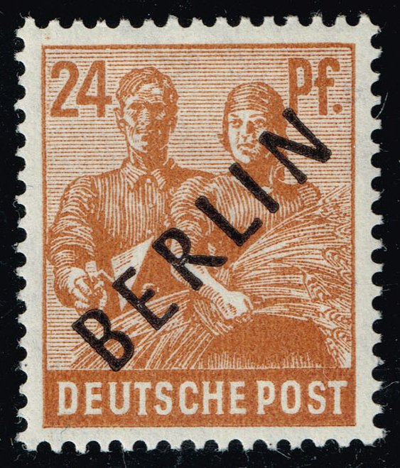 Germany #9N9 Bricklayer and Farmgirl with Wheat; Unused - Click Image to Close