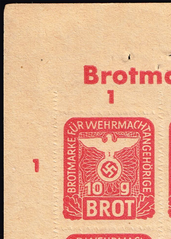 Germany Third Reich Bread Ration Stamps Full Sheet of 100 - Click Image to Close