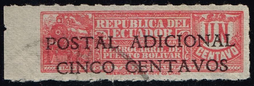 Ecuador #RA44 Overprint on Tobacco Stamp; Used - Click Image to Close