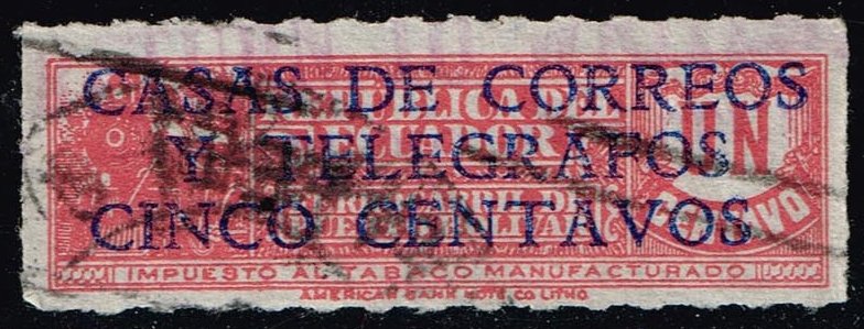 Ecuador #RA45 Overprint on Tobacco Stamp; Used - Click Image to Close