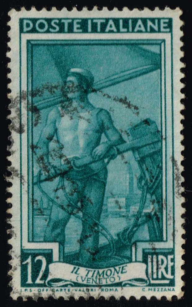 Italy #555 Sailor Steering Boat; Used - Click Image to Close