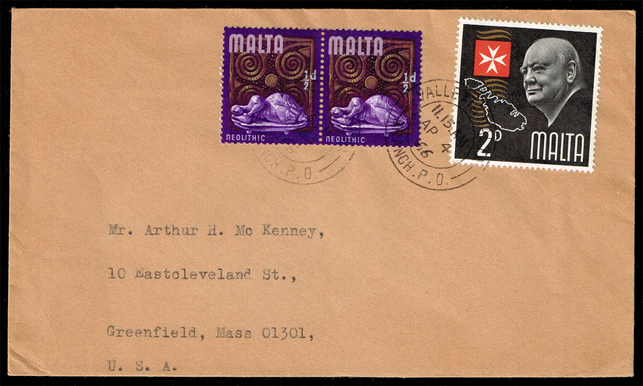 1966 Malta Cover with #312 & 344 - Click Image to Close