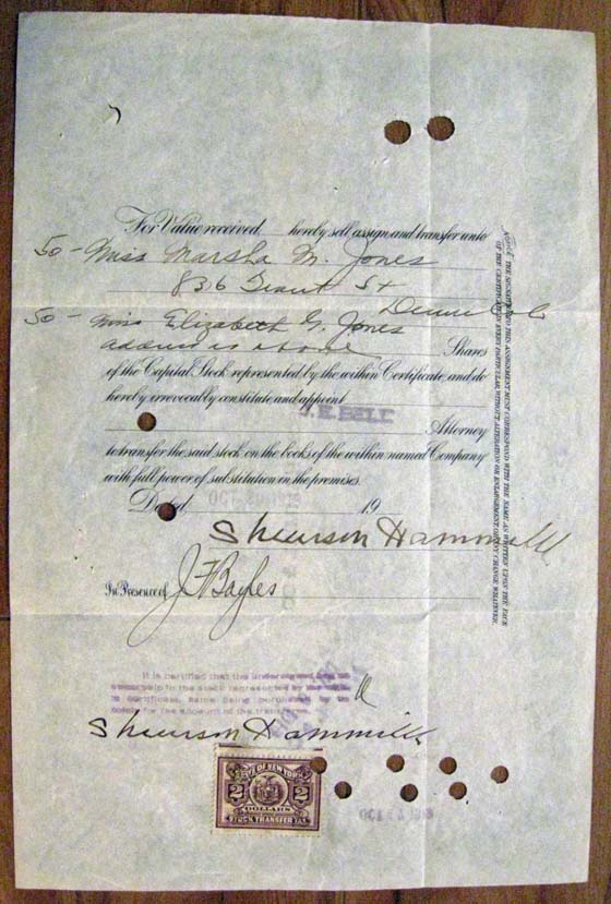 Int. Mercantile Marine Co. Stock Cert with New York Revenue - Click Image to Close