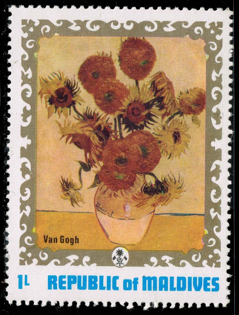 Maldives #420 Sunflowers by Van Gogh; MNH - Click Image to Close
