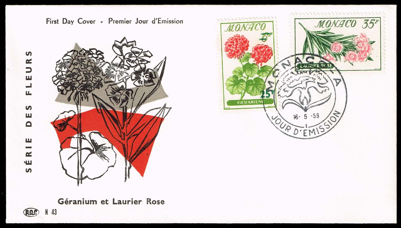 Monaco #442-443 Flowers; Unaddressed FDC - Click Image to Close