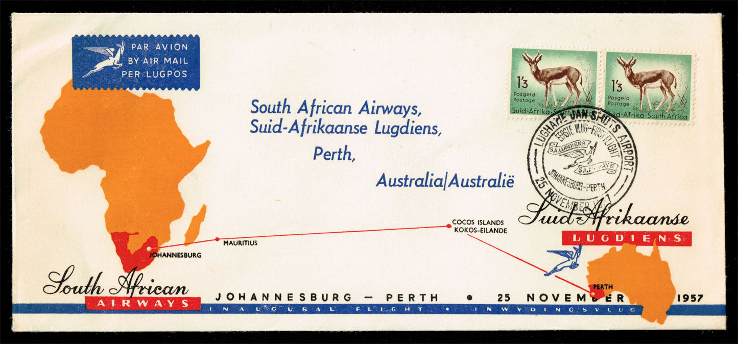 South African Airways First Flight Johannesburg to Perth - Click Image to Close