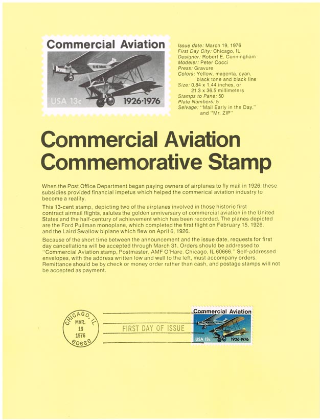 US #SP411 (1684) Commercial Aviation USPS Souvenir Page - Click Image to Close