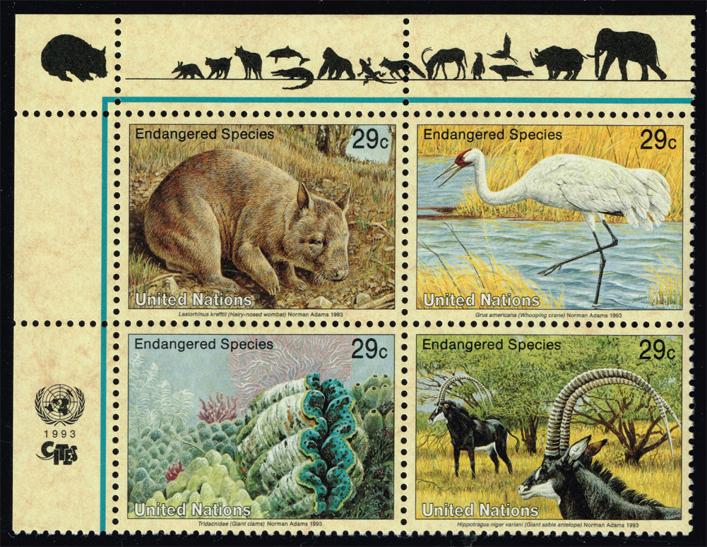 UN New York #623a Endangered Species Block of 4; MNH - Click Image to Close