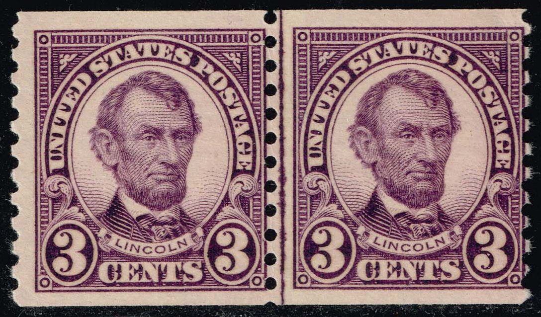 US #600 Abraham Lincoln Joint Line Pair; MNH - Click Image to Close