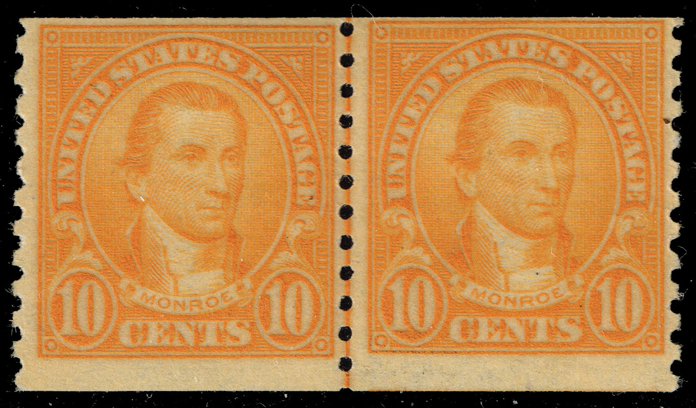 US #603 James Monroe Joint Line Pair; MNH - Click Image to Close