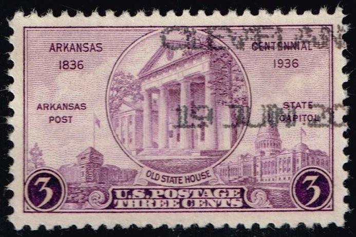 US #782 Arkansas Centennial; Used - Click Image to Close