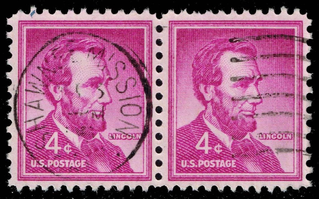 US #1036a Abraham Lincoln Pair; Used - Click Image to Close