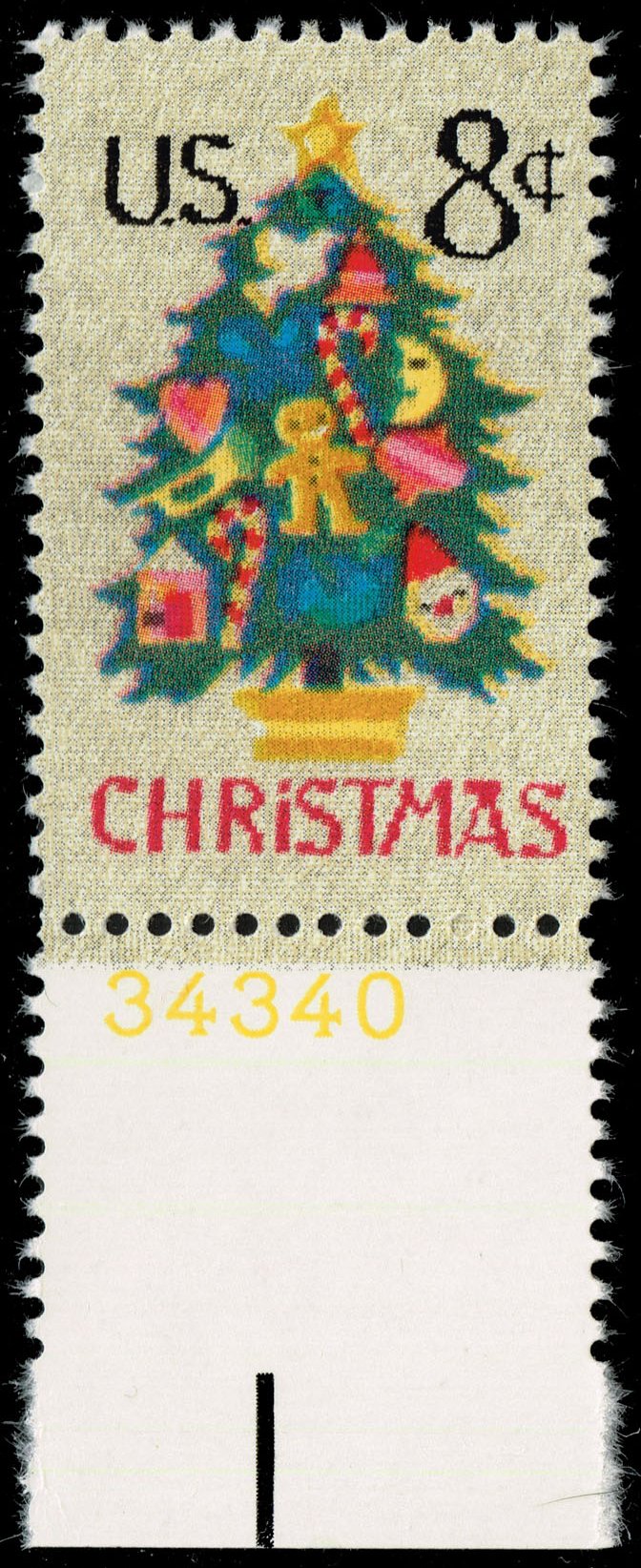 US #1508 Christmas Tree in Needlepoint P# Single; MNH - Click Image to Close