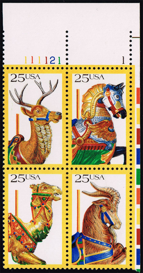 US #2390-2393 Carousel Animals P# Block of 4; MNH - Click Image to Close
