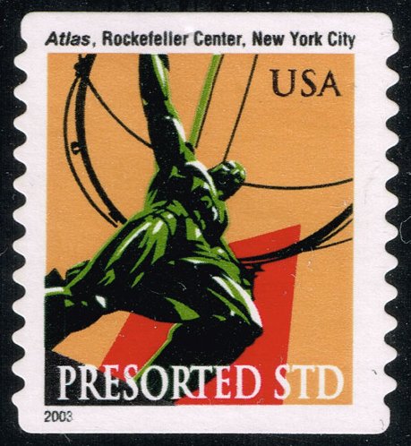US #3770 Atlas Statue at Rockefeller Center; Used