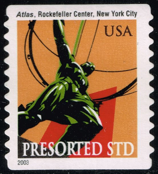 US #3770 Atlas Statue at Rockefeller Center; Used - Click Image to Close