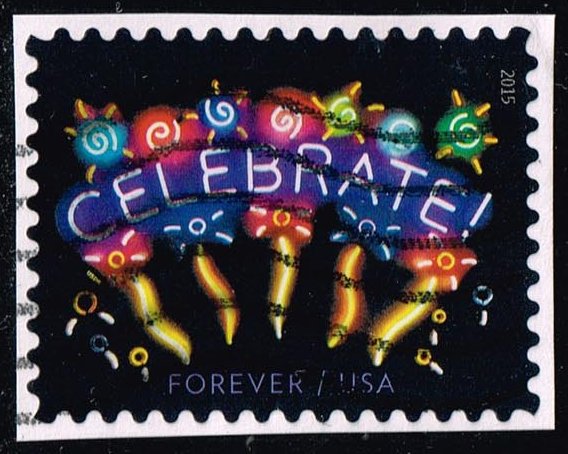 US #5019 Neon Celebrate; Used on Paper - Click Image to Close