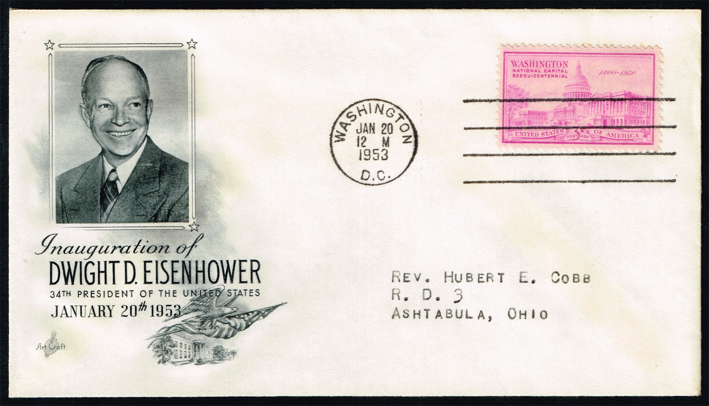 Dwight D. Eisenhower Artcraft Cachet Inauguration Day Cover - Click Image to Close
