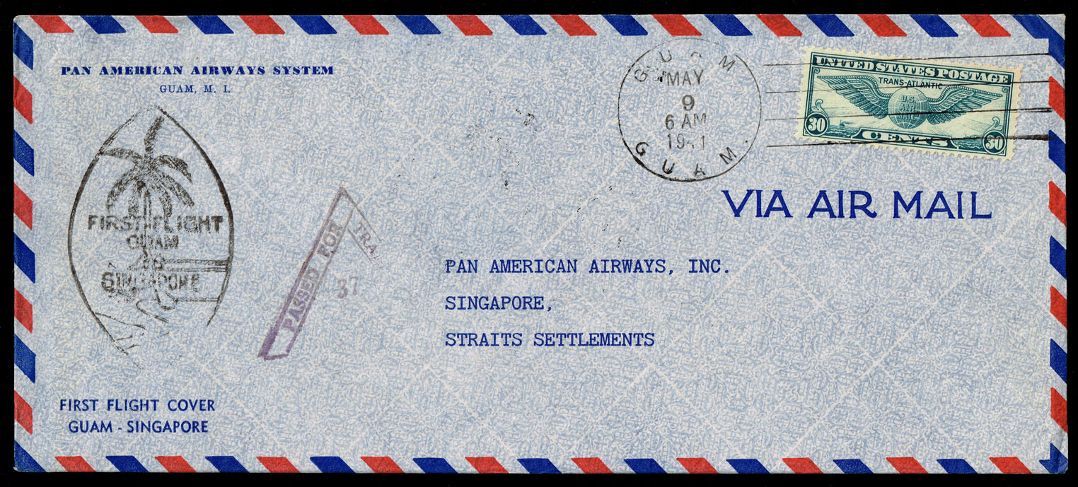 PAN AM First Flight Guam to Singapore with #C24