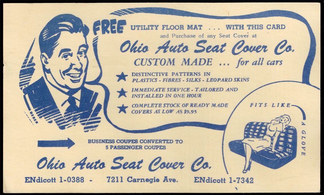 US #UX27 Ohio Auto Seat Cover Advertising Card; Used - Click Image to Close