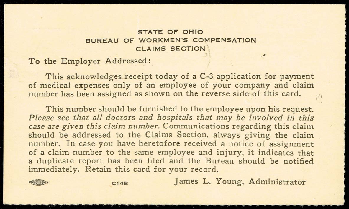 US #UX46 Statue of Liberty Workman's Comp Notice; Used