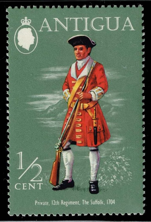 Antigua #274 Private; Suffolk Regiment; 1704; MNH