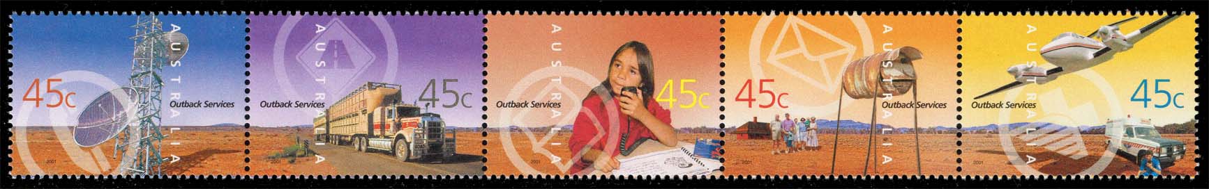 Australia #1966a Outback Services Strip of 5; MNH